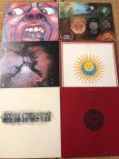 6 King Crimson LPs including "In The Court Of The Crimson King" (pink rim), "In The Wake Of