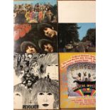6 The Beatles LPs. Including "White Album" (Italian pressing), "Abbey Road" (French pressing), "