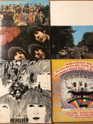 6 The Beatles LPs. Including "White Album" (Italian pressing), "Abbey Road" (French pressing), "