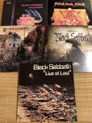 5 Black Sabbath LPs including "Black Sabbath", "Paranoid", "Sabbath, Bloody Sabbath", "Live At Last"