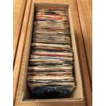 Box of approx 150 miscellaneous 7" singles mostly 60s & 70s.