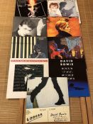 9 David Bowie LPs/12" including "Station To Station" with insert, "Heroes", "Low", "Lodger", "