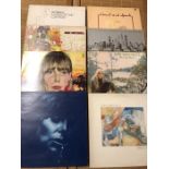 Vinyl: Eight Joni Mitchell LPs. Mostly originals or early pressings including Blue, Clouds,