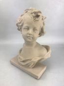 Modern attractive bust of a girl on plinth