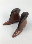 Pair of Georgian Mahogany decorative shoes approx 5cm tall