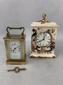 Two Carriage style clocks one by Mappin & Webb with key & working the other a Mason's Quartz china