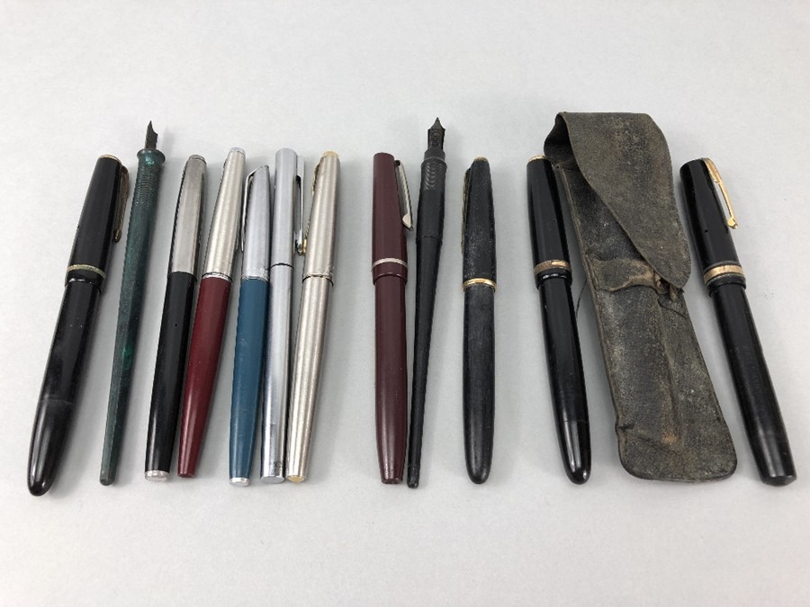Collection of various fountain pens several with gold nibs