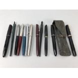 Collection of various fountain pens several with gold nibs