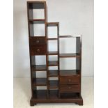 Contemporary wooden storage unit with shelves and drawers, approx 94cm x 181cm tall
