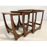 G-Plan Fresco teak nest of three tables, largest approx 50cm x 50cm x 52cm tall