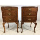 Pair of matching bedsides, each with three drawers