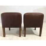 Pair of brown faux suede upholstered stools, approx 48cm in height