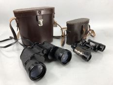 Pair of PRINZ 10 X 50 binoculars and a pair of ELLGEE CADET 8 x 25 binoculars, both with cases