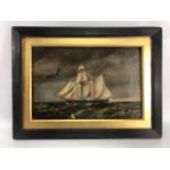 19th Century oil on canvas, English school of a Schooner at sea (very poor condition) A/F