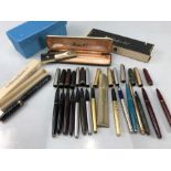Collection of fountain pens many with 14k Gold nibs