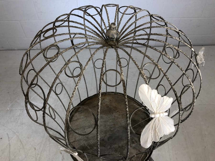 Ornamental metal birdcage with applied butterflies approx 116cms in height - Image 3 of 4