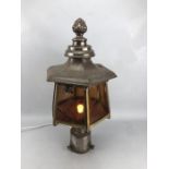 Converted oil / gas lamp by Tipton Revo with octagonal glass panes and converted for electricity