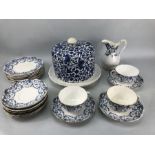 Royal Worcester blue and white part tea set marked 187593 and a Bisto England cheese dome with