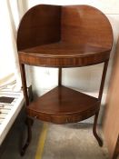 Georgian Mahogany corner washstand with pot shelf and single drawer, approx 112cm in height