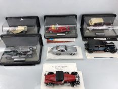 Collection of seven Franklin Mint 1:24 precision scale model cars to include: Jaguar SS-100, 1935