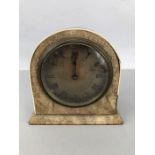 Shagreen mantel clock for Asprey, with key, approx 13.5cm tall (A/F)