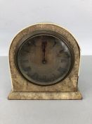 Shagreen mantel clock for Asprey, with key, approx 13.5cm tall (A/F)