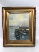 Large Signed Watercolour of fishing boats in the Harbour signed lower right ANNIE H ALLAN 1913,