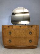 Retro 1950s dressing table with five drawers and back mirror approx 110cm in length