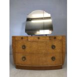 Retro 1950s dressing table with five drawers and back mirror approx 110cm in length