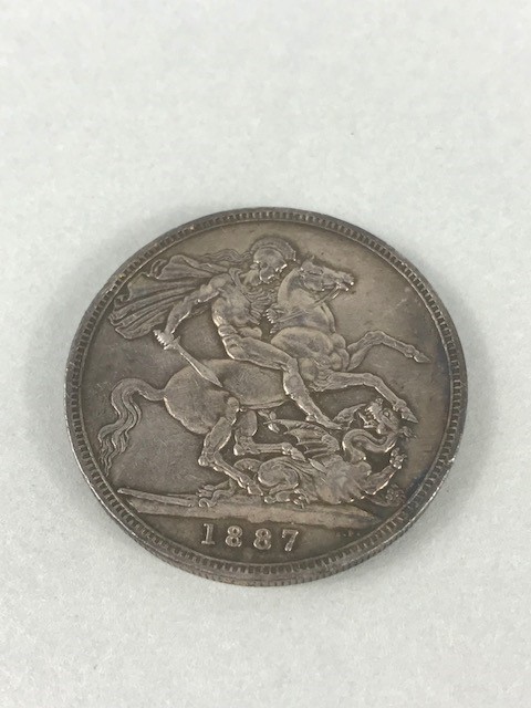 Coins: UNITED KINGDOM Victoria (1837-1901) silver crown 1887 Jubilee head & American coins: Three - Image 2 of 2