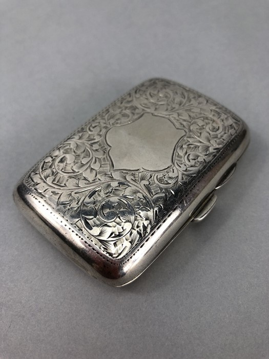 Silver hallmarked cigarette case with unengraved cartouche Chester 1900 by Charles Lyster & Son