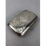 Silver hallmarked cigarette case with unengraved cartouche Chester 1900 by Charles Lyster & Son