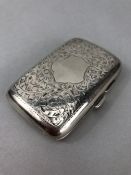 Silver hallmarked cigarette case with unengraved cartouche Chester 1900 by Charles Lyster & Son