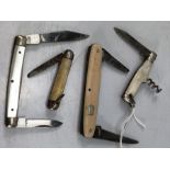 Four vintage folding fruit knives /pen knives