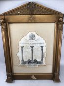 Masonic engraved certificate, printed on parchment and in its original moulded and gilt frame,