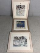 Three framed coastal prints to include two by Carol Walshe and a limited edition print of St Ives by