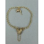 9ct Gold 375 charm bracelet with two charms & 9ct hallmarked Lock approx 3.7g