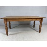 Antique pine farmhouse kitchen table/dining table with drawer to either end. Approx 182cms x 90cms x