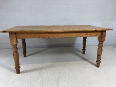 Antique pine farmhouse kitchen table/dining table with drawer to either end. Approx 182cms x 90cms x