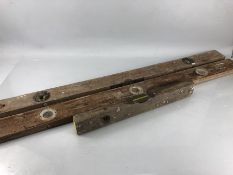 Collection of three vintage spirit levels, one marked Rabone, the longest approx 107cm