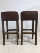 Pair of brown faux suede upholstered bar/breakfast bar stools, approx 78cm in height