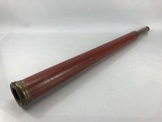 Dollond single draw telescope in brass and painted wood, approx 79cm fully extended, with engraved