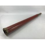 Dollond single draw telescope in brass and painted wood, approx 79cm fully extended, with engraved