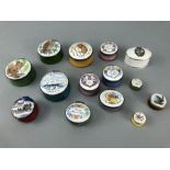 Collection of thirteen Crummles enamel pill boxes, including a limited edition no.399 'Flying Cloud'