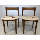Pair of mid century chairs with tapestry seats