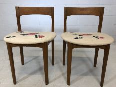 Pair of mid century chairs with tapestry seats