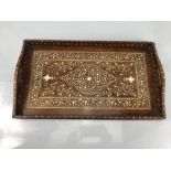 Butlers tray with decorative inlay, approx 50cm x 30cm