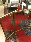 Pair of gold framed bevel-edged mirrors approx 93cm x 63cm