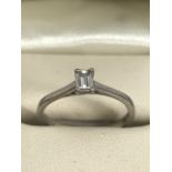 Platinum Emerald cut approx .33 ct Diamond ring size 'L'