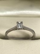 Platinum Emerald cut approx .33 ct Diamond ring size 'L'